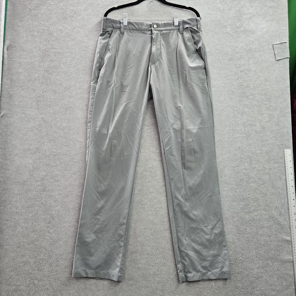 Adidas Men Activewear Pants 32X32 Gray Chino Golf‎ Logo 32" Inseam READ